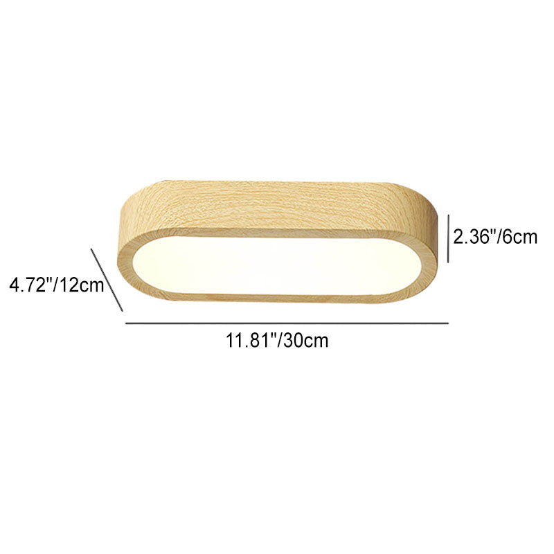 Plafondlamp Hout met Ingebouwde LED 8W – Moderne Flush Mount Verlichting in Natuurlijke Houtnerf Finish