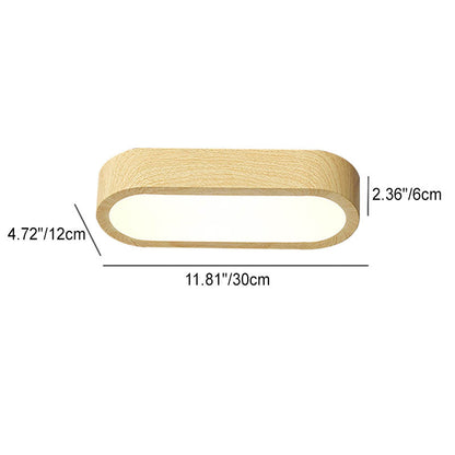 Plafondlamp Hout met Ingebouwde LED 8W – Moderne Flush Mount Verlichting in Natuurlijke Houtnerf Finish