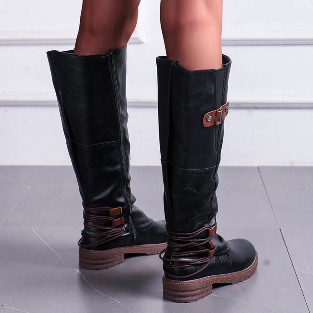 Leren Dames Ritslaarzen – Comfortabel & Warm voor Herfst en Winter