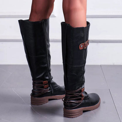 Leren Dames Ritslaarzen – Comfortabel & Warm voor Herfst en Winter