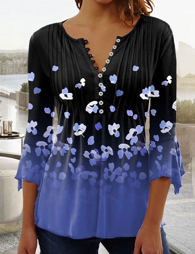 Dames T-shirt V-hals Zomerse Korte Mouw