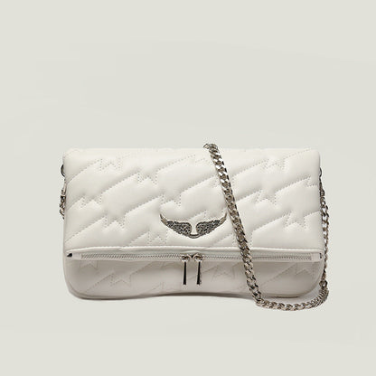 Dames Crossbody Tas met Vleugel Emblem en Sterren Patroon