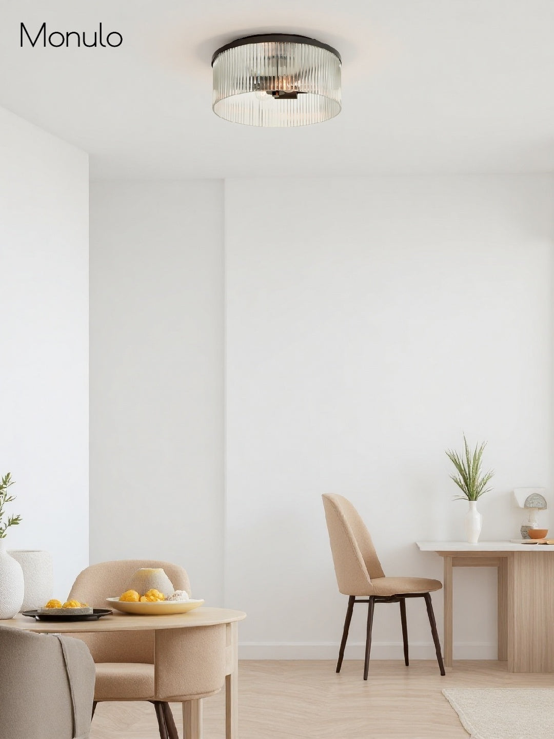 Geribbelde Glazen Plafondlamp Modern Laagbouw Ontwerp Slaapkamer Woonkamer Gang