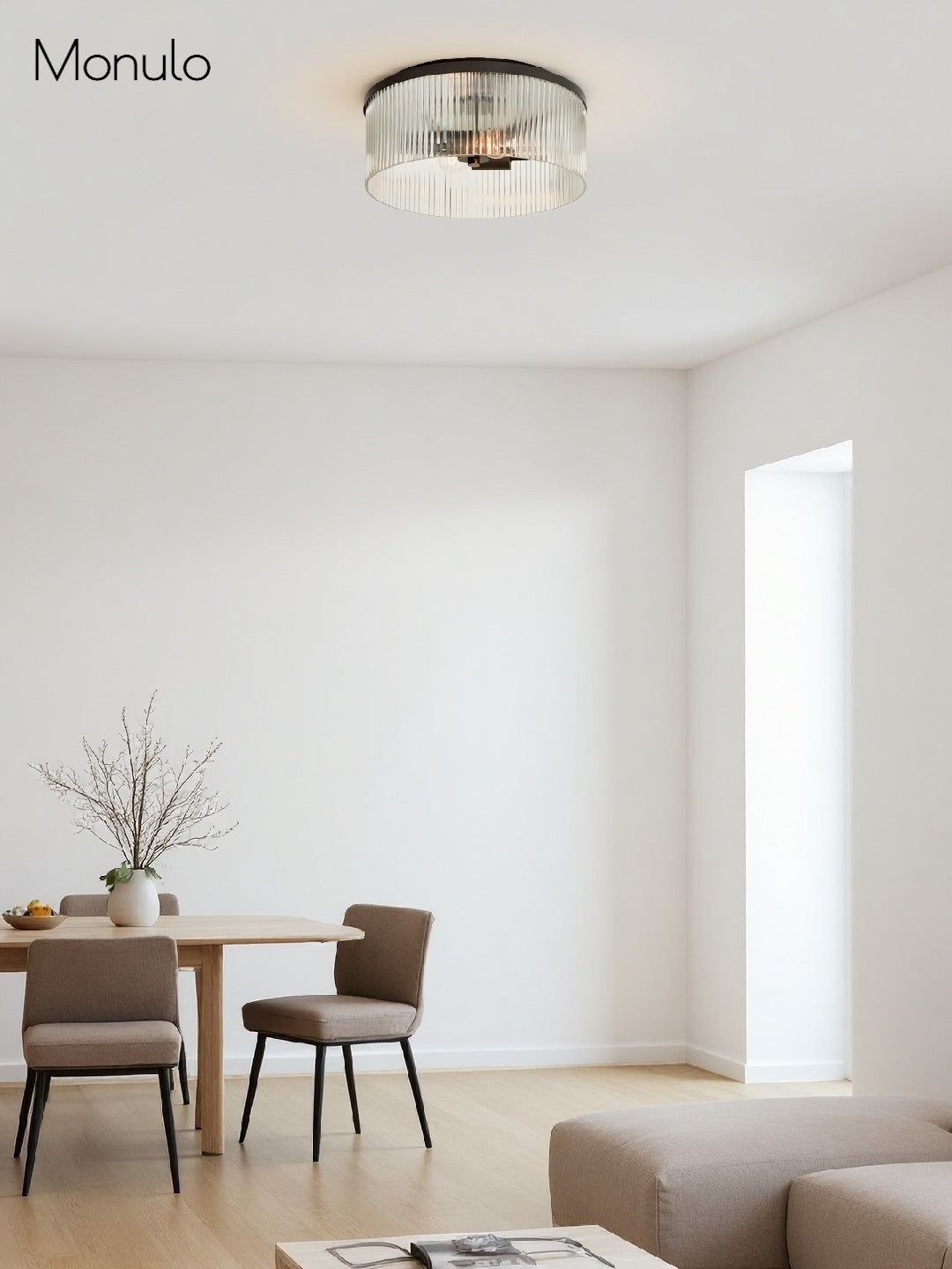 Geribbelde Glazen Plafondlamp Modern Laagbouw Ontwerp Slaapkamer Woonkamer Gang