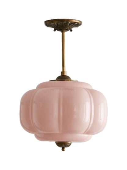 Vintage Melkglas Plafondlamp Geschulpt Rand Wit Roze Groen Blauw Helder Mat Glas Semi-Flush Hanglamp Messing Zwart Finish