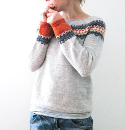 Zachte Grijze Trui Comfortabel Boho Chic