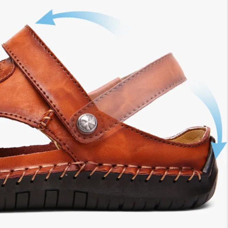 Orthopedische Heren Lederen Sandalen – Comfortabel Zomerse Slippers met Antislip Zool Casual Pantoffels