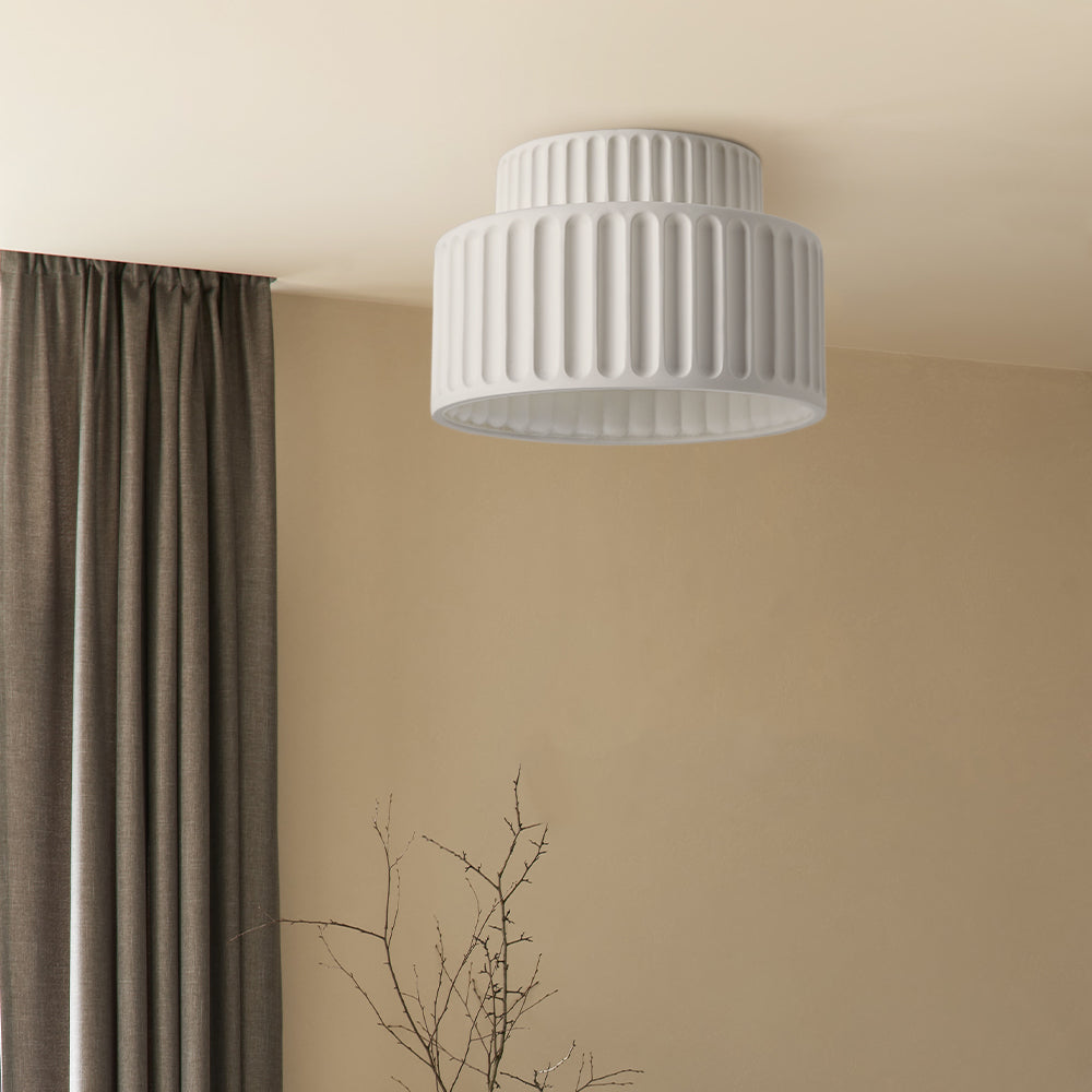 Plafondlamp Geribbeld Resin E27 Wit Compact Modern Interieur Woonkamer Keuken Slaapkamer Retro Design Plafonnière