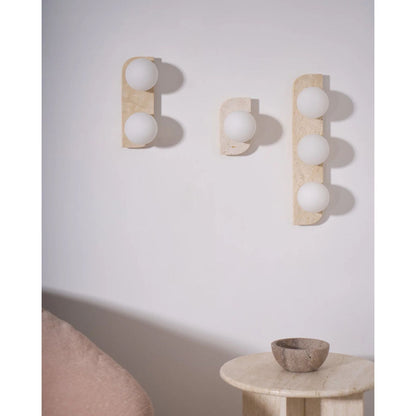 Wandlamp Travertin G9 Glas Hout Beige Woonkamer Hal Badkamer Minimalistische Wandverlichting Sfeerverlichting Natuurlijk Design