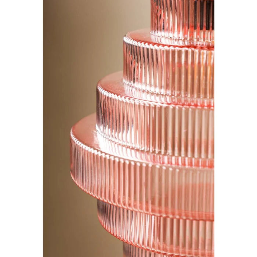 Hanglamp Glas Geribbeld Messing Gelaagd Woonkamer Eettafel Sfeerverlichting Vintage Design