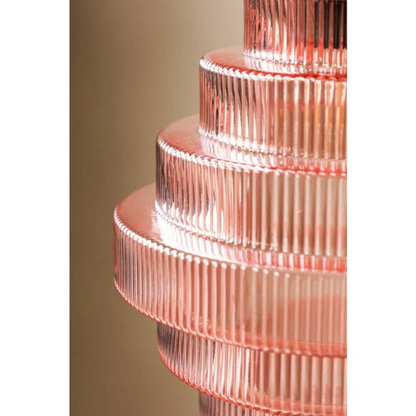 Hanglamp Glas Geribbeld Messing Gelaagd Woonkamer Eettafel Sfeerverlichting Vintage Design