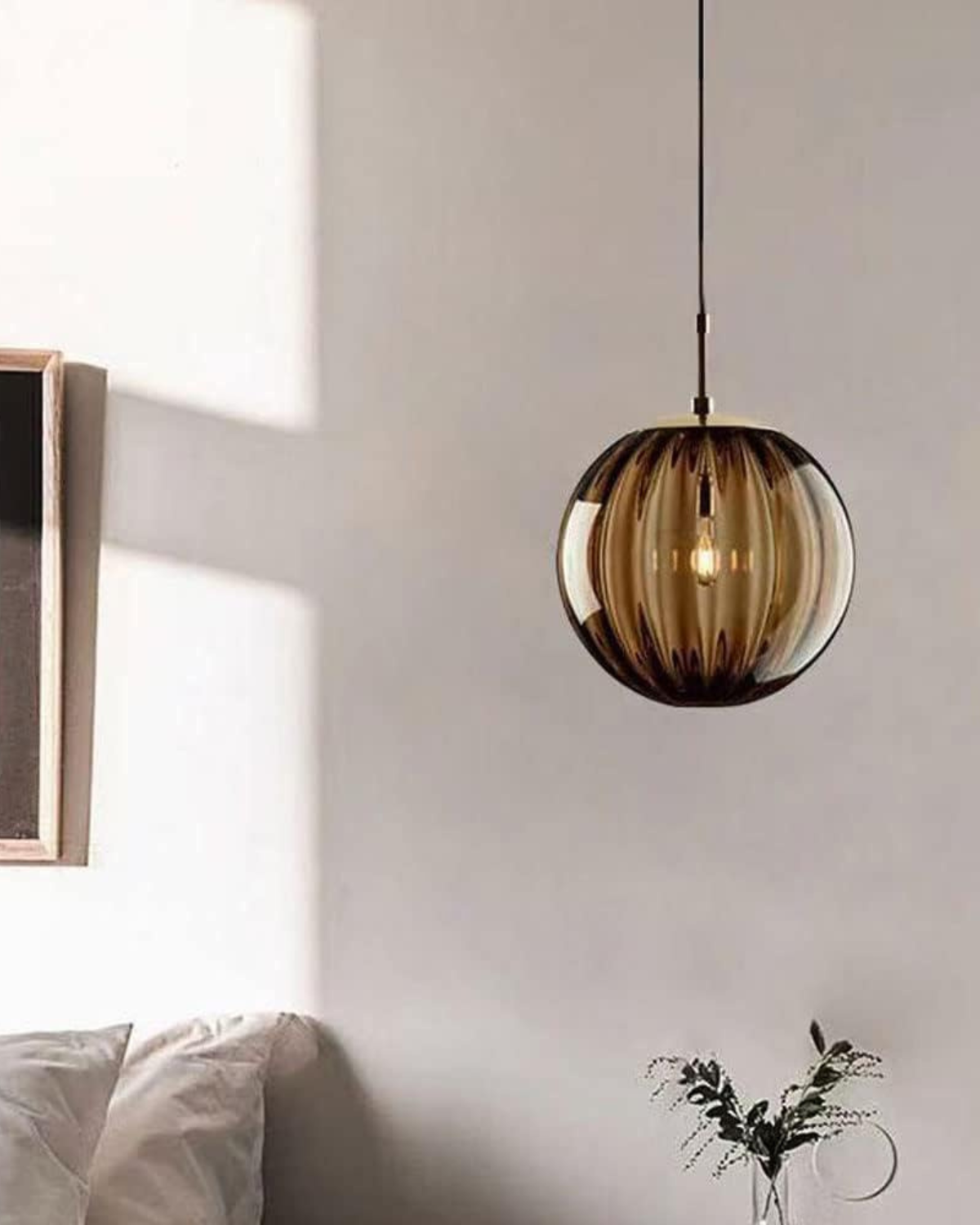 Handgeblazen glazen hanglamp bol met verstelbare kabel grijs blauw bruin rood groen amber 15x22cm 20x25cm sfeerlicht eetkamer woonkamer slaapkamer moderne design verlichting