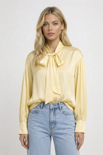 Dames Blouse Lange Mouwen met Strik Detail Elegante Stijl