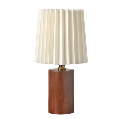 Tafellamp Geplooide Kap Hout Stof 31cm Slaapkamer Woonkamer Nachtkastlamp Bureaulamp Scandinavisch Japandi Retro USB E26