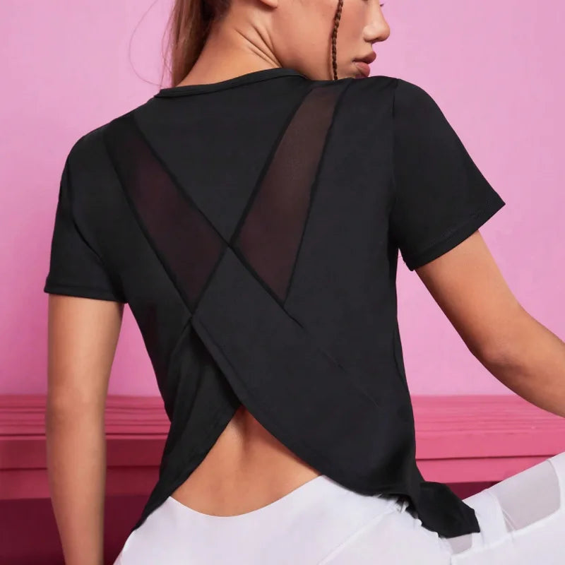 Vrouwelijke Sporttop Korte Mouwen Fitness