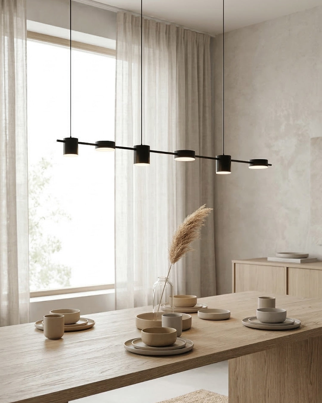 Lineaire LED Hanglamp Helios – Moderne Verlichting met Metaal en Acryl voor Eetkamer en Woonkamer