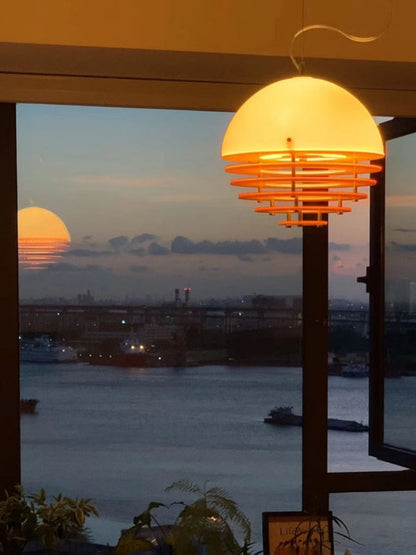 Stijlvolle Hanglamp Bauhaus Design Oranje-Wit Sfeerverlichting voor Moderne Interieurs