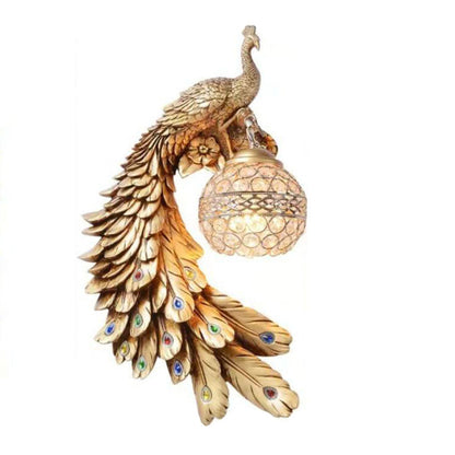 Pauw Wandlamp Kristal Resin Kleurrijk 45cm Woonkamer Slaapkamer Decoratieve Wandverlichting Dier Luxe Art Deco Hal