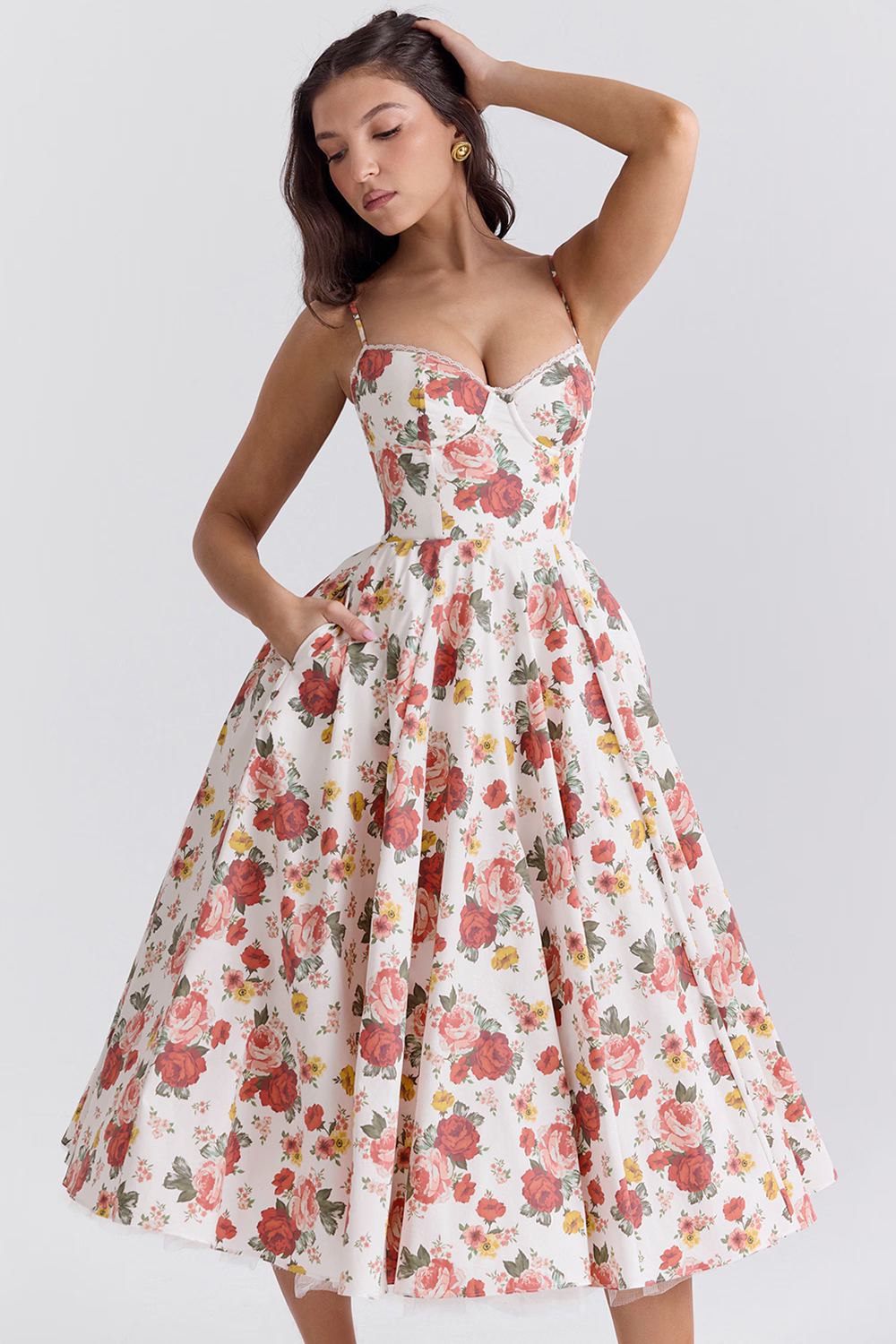 Midi Jurk Glanzend Formal Rooi Rood