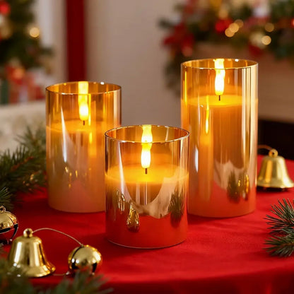 LED kaarsen met afstandsbediening glas zwart sfeer verlichting set timer modern interieur woonkamer slaapkamer decoratie realistisch vlam effect