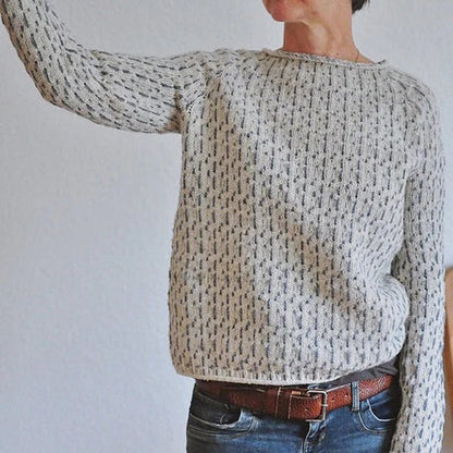 Grijze Trui voor Dames Ronde Hals Chique Design