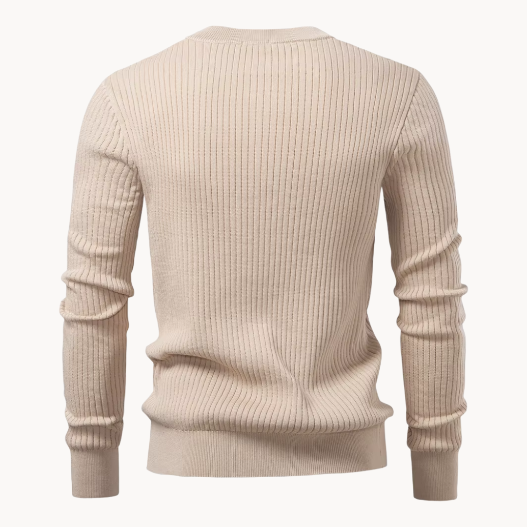 Ribgebreide Henley Trui Comfortabel en Verfijnd