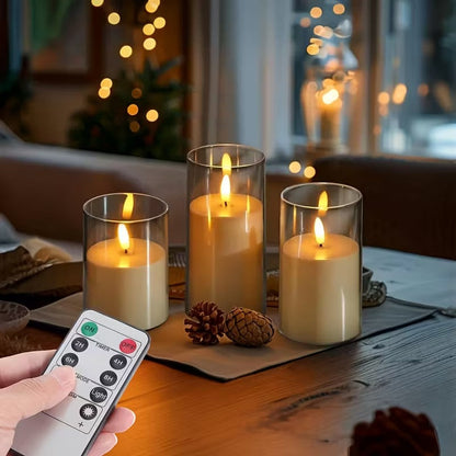LED kaarsen met afstandsbediening glas zwart sfeer verlichting set timer modern interieur woonkamer slaapkamer decoratie realistisch vlam effect