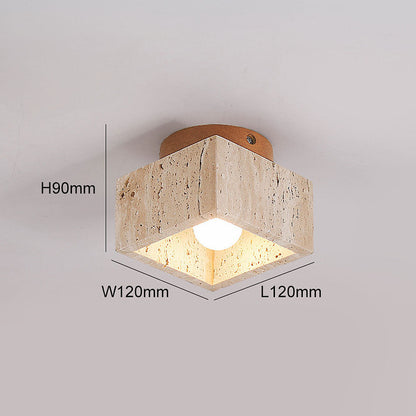 Cilestic Plafondlamp Travertin Hout E27/E26 Beige Hal Slaapkamer Woonkamer Scandinavisch Modern Design Natuurlijke Plafondverlichting