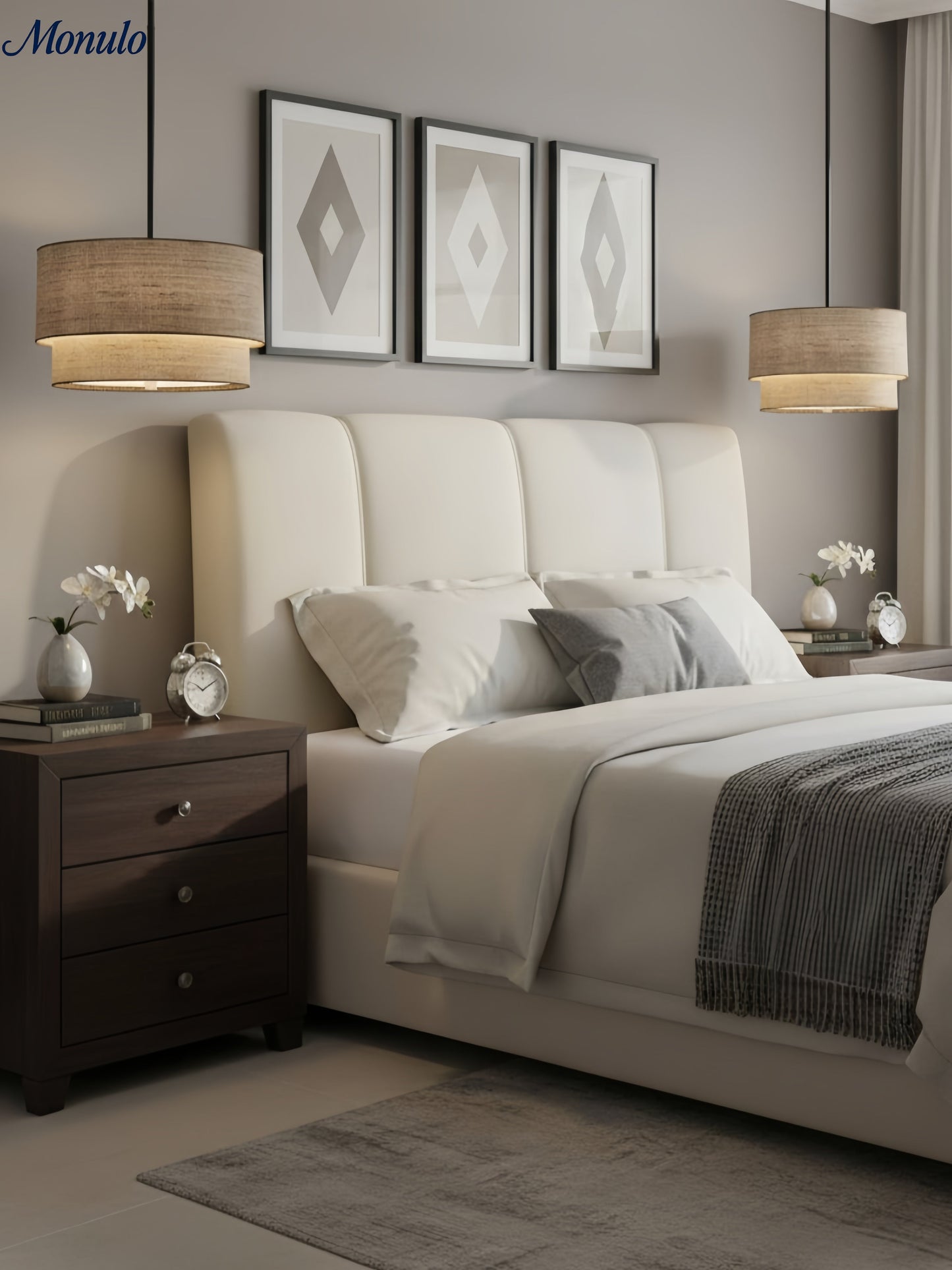 Dubbele Stoffen Drum Hanglamp – Moderne Gelaagde Kap Plafondlamp voor Eetkamer Woonkamer