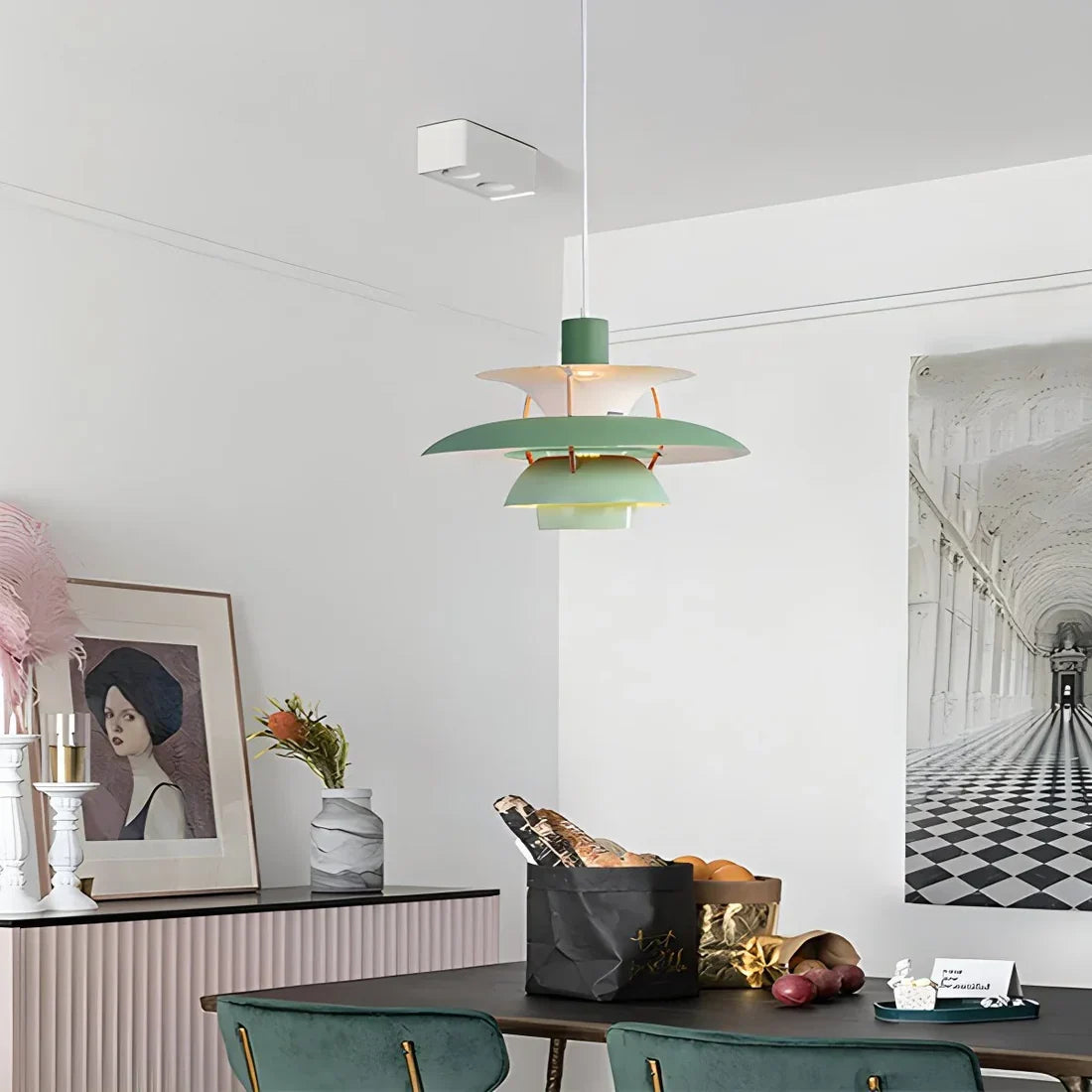 Hanglamp Metaal E27 Groen Eettafel Woonkamer Gelaagde Designlamp Scandinavische Hanglamp Sfeerverlichting Interieur