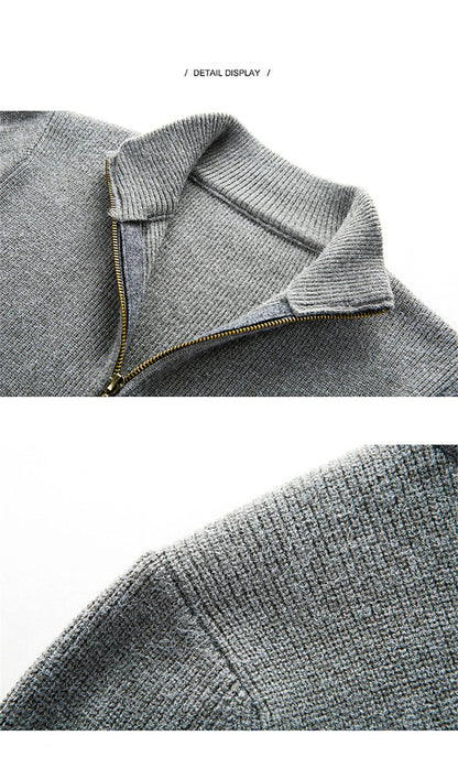 Herenvest Donkere Slimfit Trui met Rits en Kap