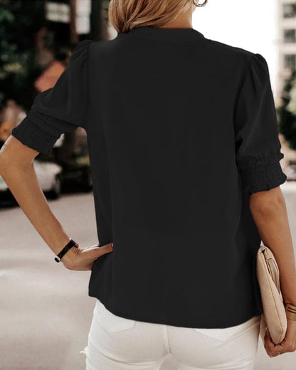 V-hals Blouse Korte Mouwen Zomerjurk voor Vrouw
