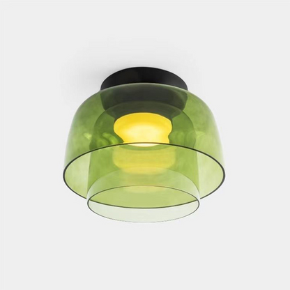 Design Glazen Plafondlamp met Gelaagde Structuur — Elegant Lichtspel voor Eetkamer, Woonkamer en Slaapkamer