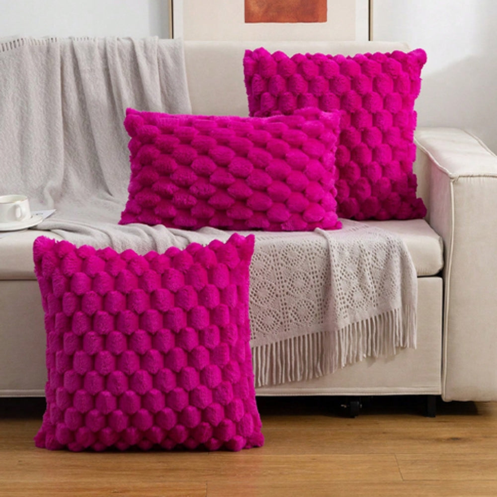 Kussenhoes 3D textuur katoen polyester roze sierkussen bank slaapkamer decoratief zacht hoes kussen vierkant rechthoek