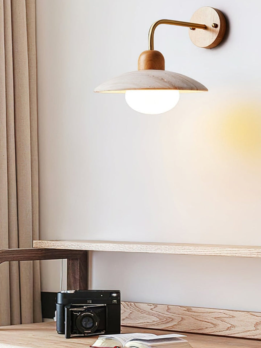 Travertijn Wandlamp Minimalistische Schijf Design Natuursteen Verlichting voor Woonkamer Slaapkamer Gang Moderne Interieur Wandverlichting met Warm Licht