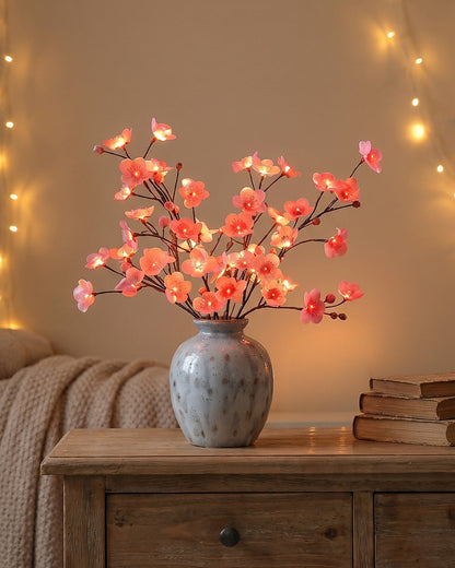 Decoratieve LED Verlichtingstak met Natuurlijke Bloesemvorm 70cm – Flexibele Sfeerverlichting voor Vazen en Schoorsteenmantels