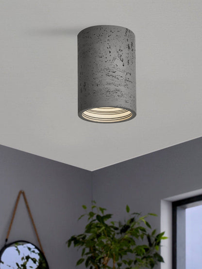 Cilindrische plafondlamp van travertijn – LED verlichting voor moderne interieurs