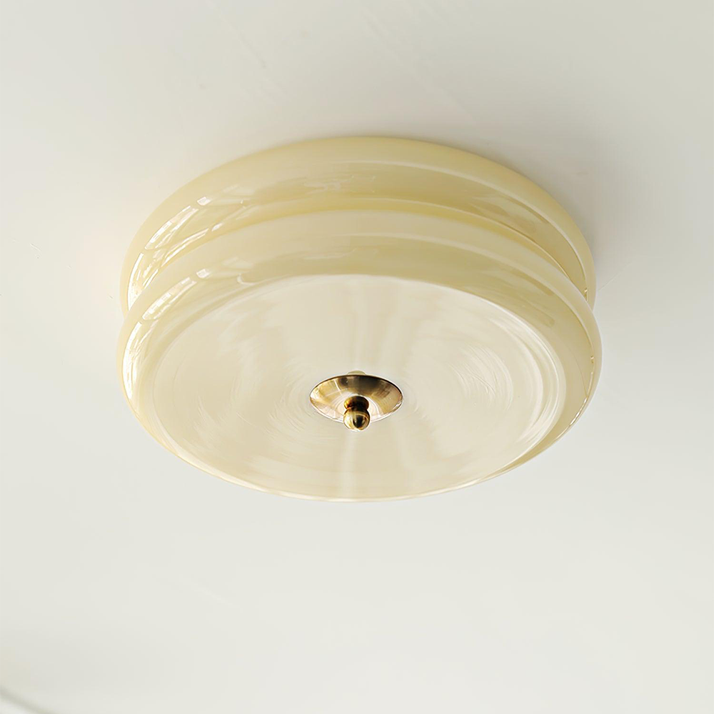 LED plafondlamp glas metaal crème 13 cm slaapkamer woonkamer art deco plafondverlichting rond warm licht neutraal licht wit licht