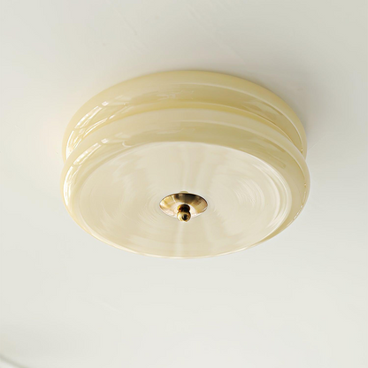 LED plafondlamp glas metaal crème 13 cm slaapkamer woonkamer art deco plafondverlichting rond warm licht neutraal licht wit licht