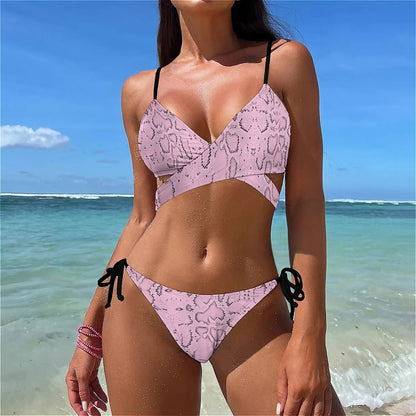 Dames Bikini Badpak Slangenprint Zomerse Jurk