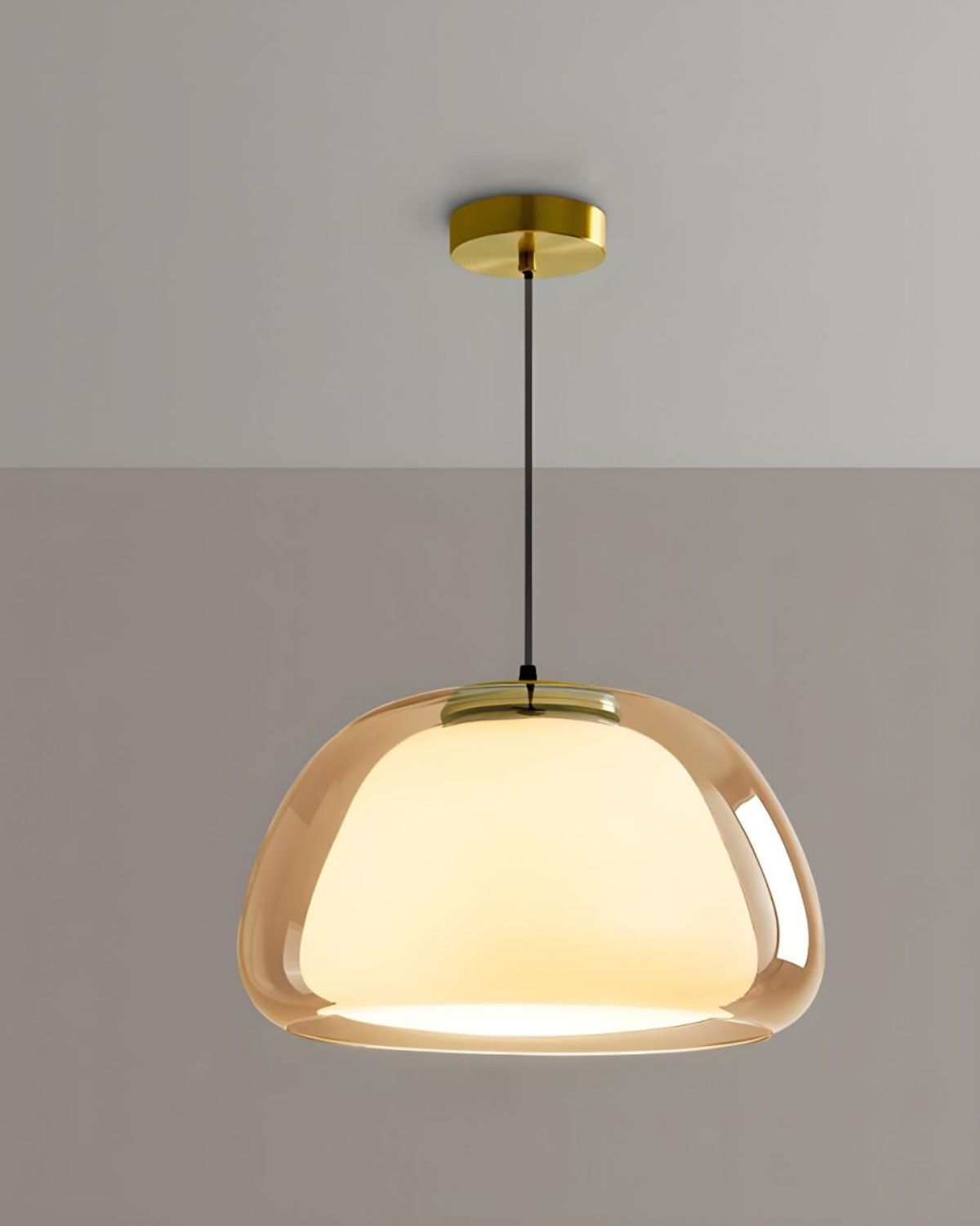 Luxe Glazen Hanglamp Met Mat En Transparant Glas In Minimalistisch Japandi Design