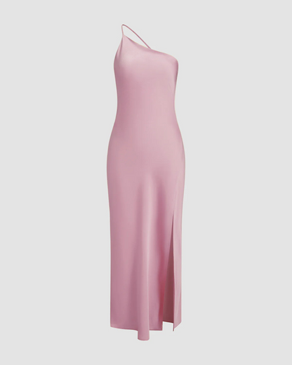 Elegante Avondjurk van Satijn met Hoge Split