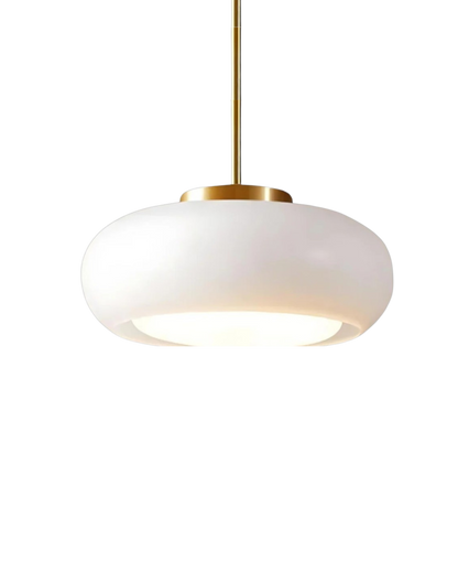 Moderne Plafondlamp Met Gouden Frame En Glazen Kap In Amber Of Wit 3000K Warm Licht