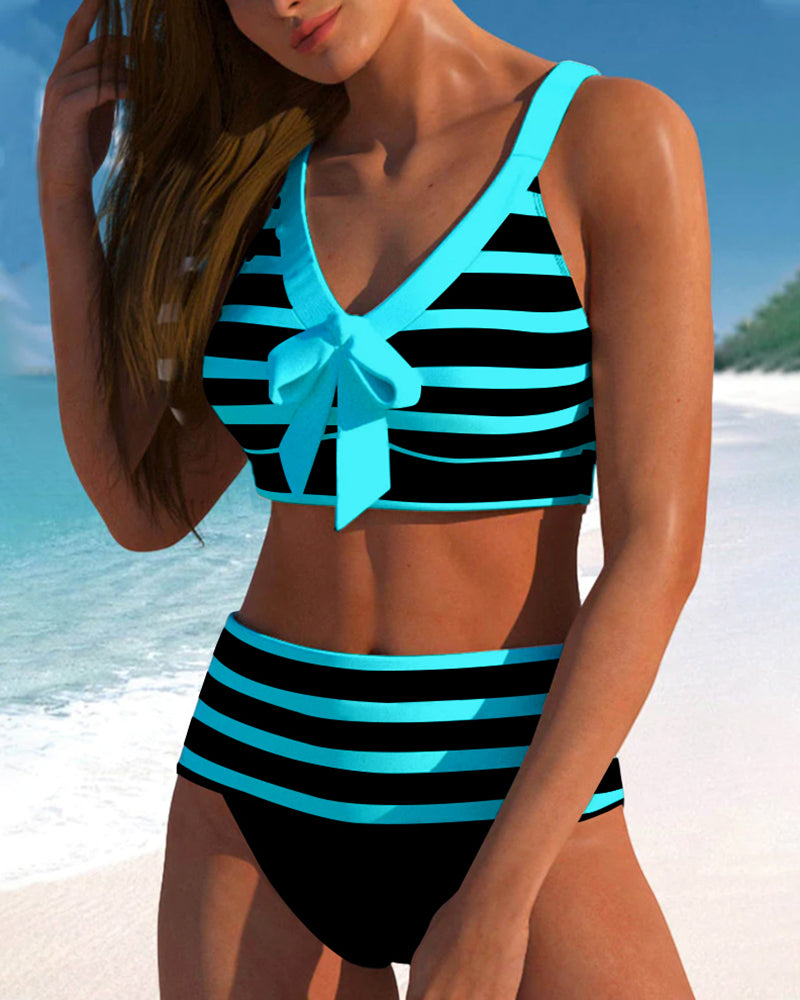 Dames Bikini Hoge Taille Gestreept Model