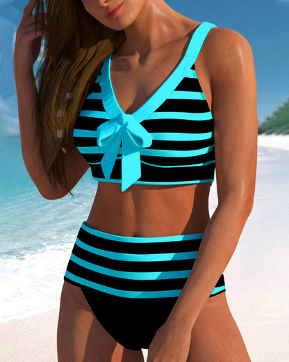 Dames Bikini Hoge Taille Gestreept Model