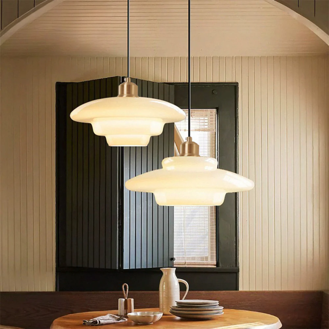 Hanglamp Glas E27 Goud Rond Woonkamer Eettafel Keuken Organisch Design Sfeerverlichting Modern Interieur