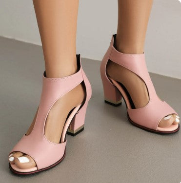 Dames Sandalen met Hak Kunstleer Zwart Roze Wit Rood Beige Brede Maten