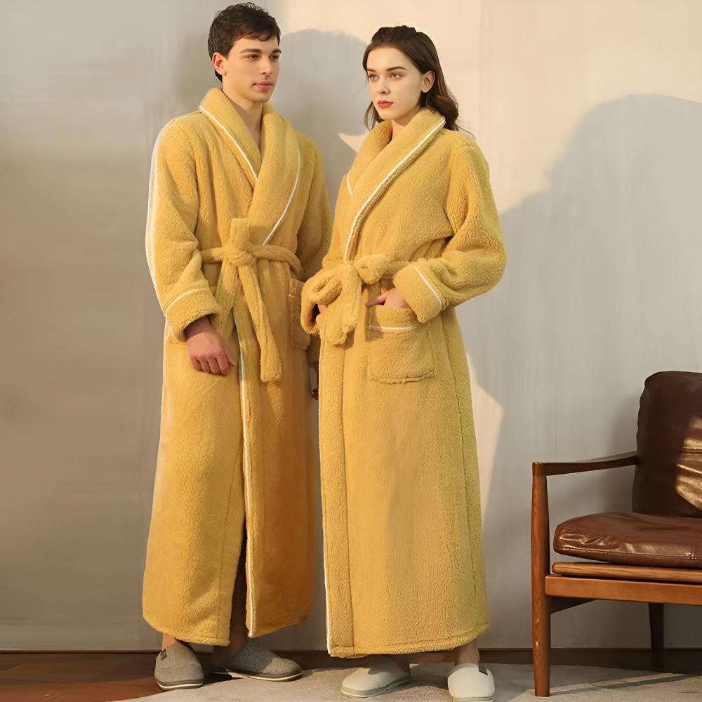 Sherpa Coral Fleece Badjas met Shawlkraag Unisex Loungewear Comfortabel Huis Huispak Zachte Fleece Ochtendjas