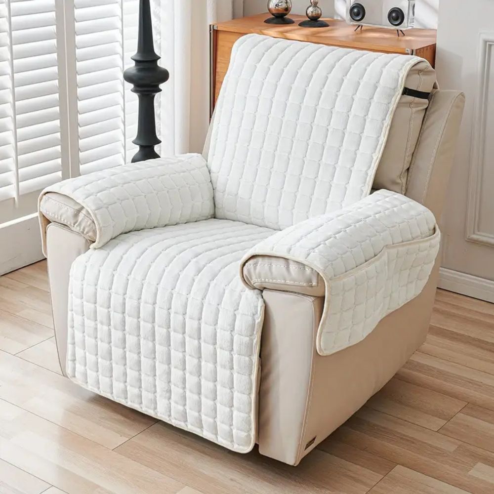 Gequilte Relaxfauteuil Hoes met Opbergzak – Microvezel Beschermhoes voor Recliner Stoel