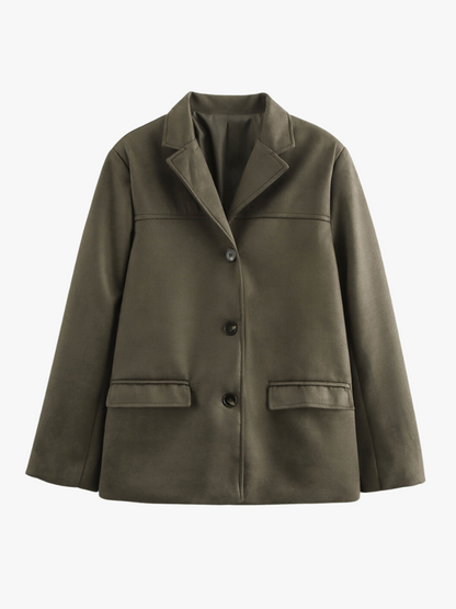 Dames Blazer Bruin Suède Klassieke Stijl